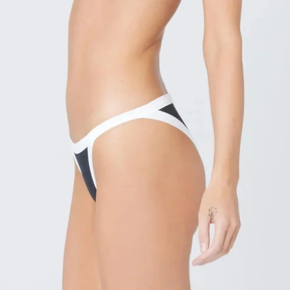 NWT l*space Vacay Ribbed Bikini Bottom in Black / White Sz. XL